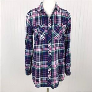 SALE $10 Madewell Eliot Blue Pink Plaid Flannel S
